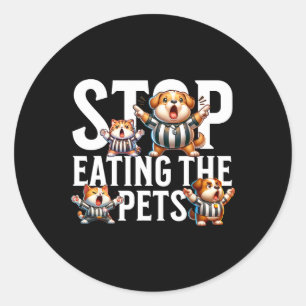 Adesivo Redondo Divertido Pare de Comer os Cães e Gatos Springfiel