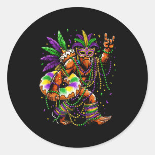 Adesivo Redondo Divertido Rei Bigfoot de Mardi Gras