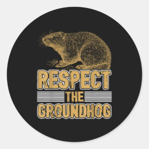 Adesivo Redondo Divertido Respeite O Dia Do Groundhog Dia Do Groun