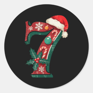 Adesivo Redondo Divertido Seis Sete 6 7 Design de Meme de Natal pa