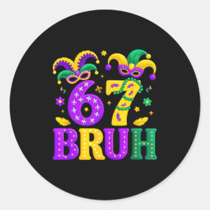 Adesivo Redondo Divertido seis sete 6 7 mardi gras bobo homens mul