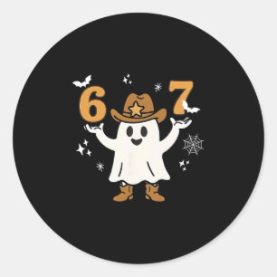 Adesivo Redondo Divertido Seis Sete 6 7 Meme Cowboy Fantasma Hallo