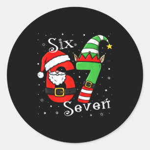 Adesivo Redondo Divertido Seis Sete 6 7 Meme Natal Papai Noel Elfo