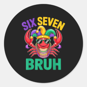 Adesivo Redondo Divertido seis sete bruh 67 mardi gras lagostim co