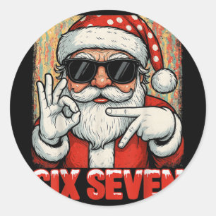 Adesivo Redondo Divertido Seis Sete Meme Natal Legal Frase Papai N