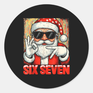 Adesivo Redondo Divertido Seis Sete Meme Natal Legal Frase Papai N