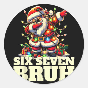 Adesivo Redondo Divertido Seis Sete Natal 6-7 Meme Papai Noel 6 7