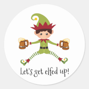 Adesivo Redondo Divertido Vamos nos Embriagar de Elfo Natal do Elf