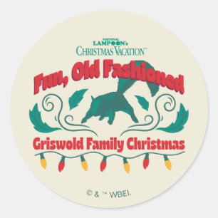 Adesivo Redondo Divertido, Velho Feliz Natal da Família Griswold