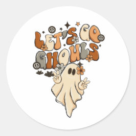 Adesivo Redondo Divertidos Adoráveis Vamos Lá Espíritos de Hallowe