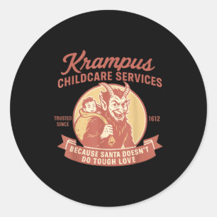 Adesivo Redondo Divertidos Serviços de Transporte de Krampus Vinta