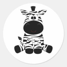 Adesivo Redondo Divertimento de Zebra Negra e Branca