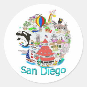 Adesivo Redondo Divertimento San Diego California