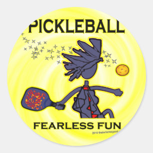 Adesivo Redondo Divertimento sem medo de Pickleball