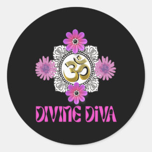 Adesivo Redondo Divina Flor de Om Yoga, Ideias de Presentes de Yog