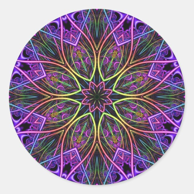 Adesivo Redondo Divine Spark Kaleidoscope Mandala (Frente)