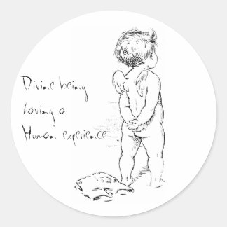 Adesivo Redondo Divino sendo ....Vinheta de cherub humana