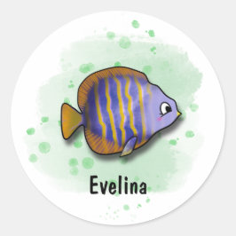 Adesivo Redondo Divirta-se com Peixe de Água Salgada