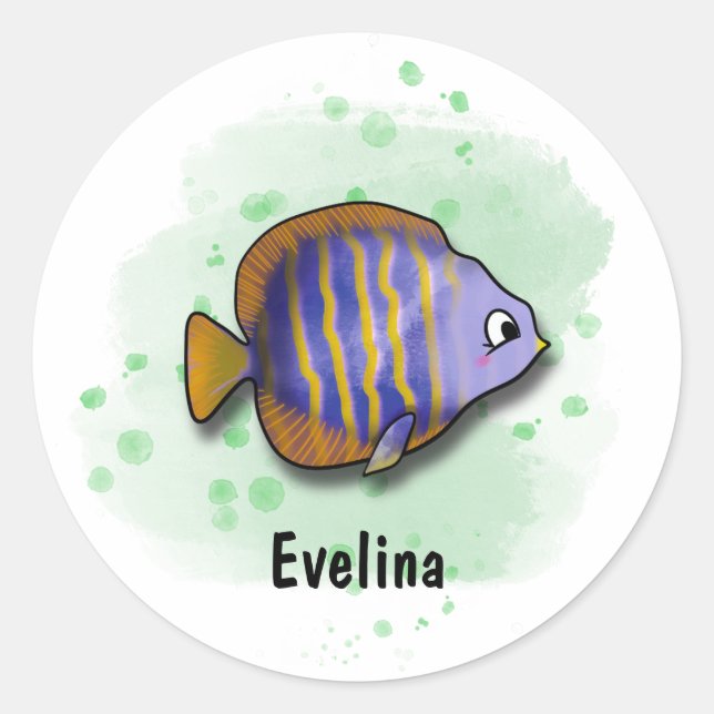 Adesivo Redondo Divirta-se com Peixe de Água Salgada (Frente)