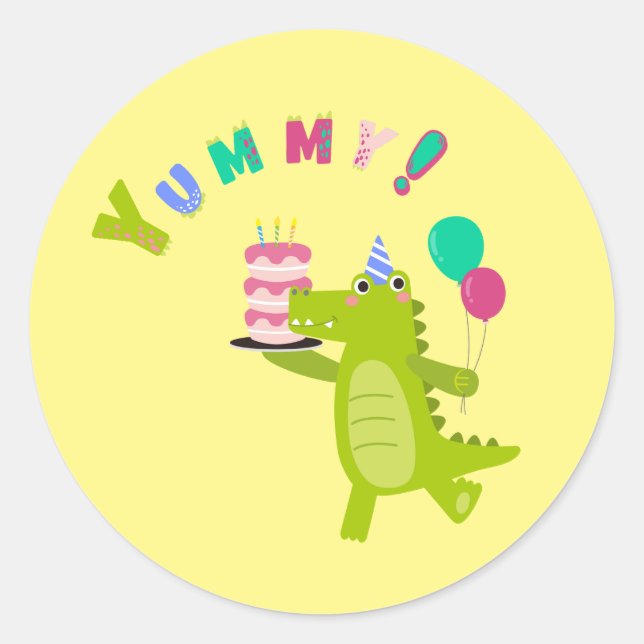 Adesivo Redondo Divirta-se com um partido Dino-Mite! (Frente)