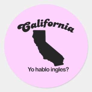 Adesivo Redondo Divisa de Califórnia - ingles do hablo de Yo