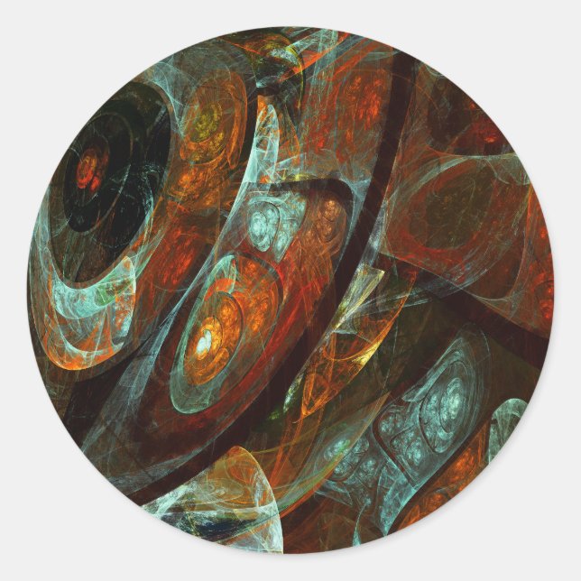 Adesivo Redondo Divisão de Abstrato de Tempo (Frente)