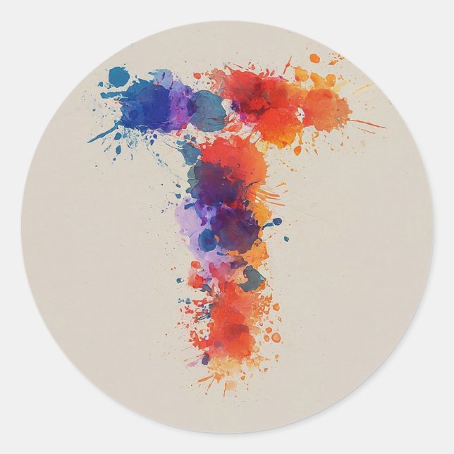 Adesivo Redondo Divisão de Aquarela T (Frente)