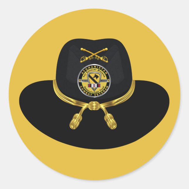 Adesivo Redondo Divisão de Cavalaria de 1rua no Afeganistão Vetera (Frente)