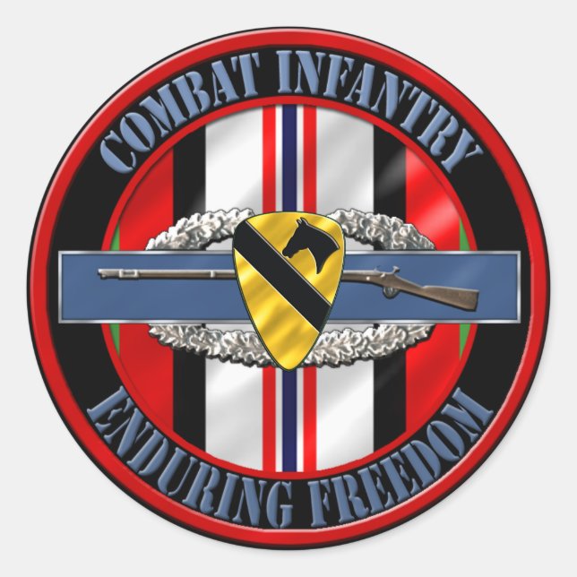 Adesivo Redondo Divisão de Infantaria de Cavalaria 1rua OEF (Frente)