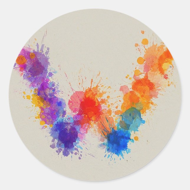 Adesivo Redondo Divisão W da Aquarela (Frente)