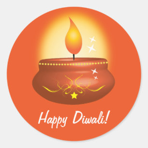 Adesivo Redondo Diwali feliz com lanterna