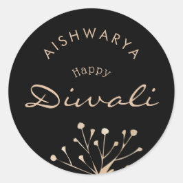 Adesivo Redondo Diwali preto e ouro personalizável