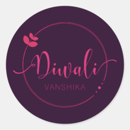 Adesivo Redondo Diwali, simples mas moderno, personalizável