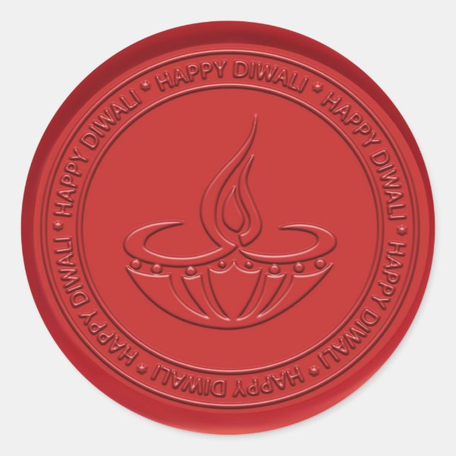Adesivo Redondo Diwali - Sinal de lâmpada - Selo de cera (Frente)