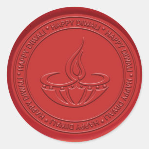 Adesivo Redondo Diwali - Sinal de lâmpada - Selo de cera