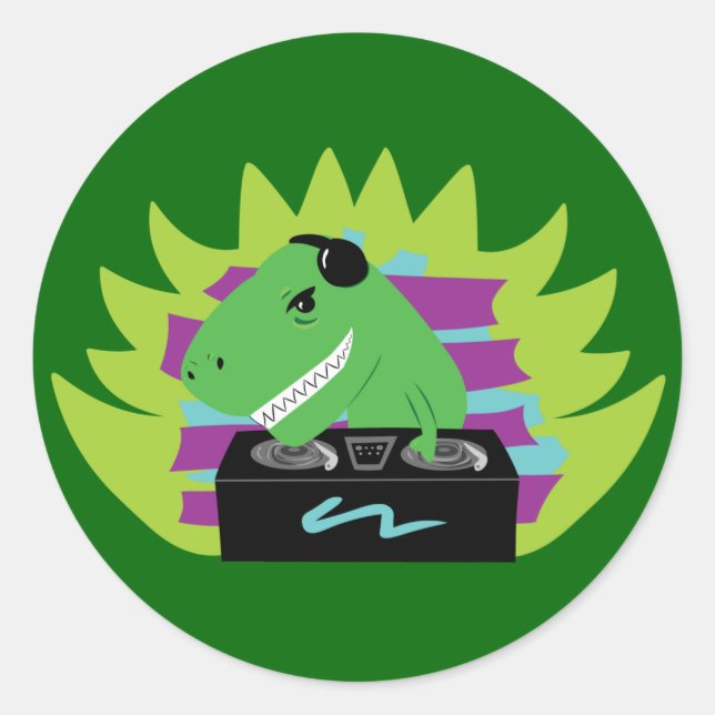 Adesivo Redondo Dj-assaurus Rex (Frente)