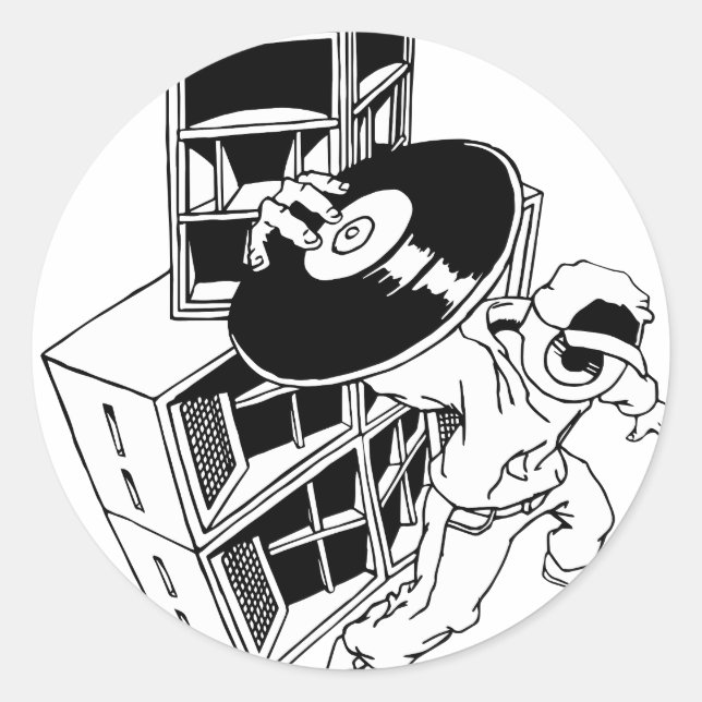 Adesivo Redondo DJ & Auto-falantes (Frente)