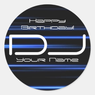 Adesivo Redondo DJ Birthday Sticker