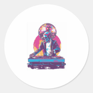 Adesivo Redondo DJ de Casamento Caveira � Esqueleto de Festa Forma