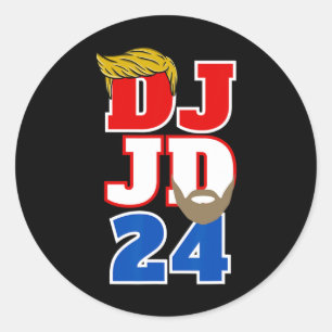 Adesivo Redondo Dj Jd 24 Trump Cabelo Vance Barba 2024 Republicano