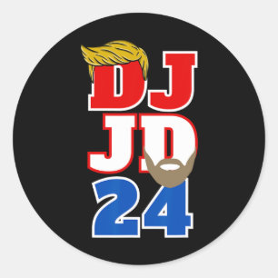 Adesivo Redondo Dj Jd 24 Trump Hair Vance Beard 2024 Republican Me