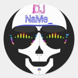 Adesivo Redondo Dj Skull - Adicionar Seu Nome