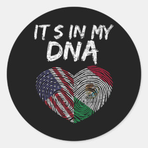 Adesivo Redondo Dna Bandeira Dos EUA Bandeira Americana Mexicana M