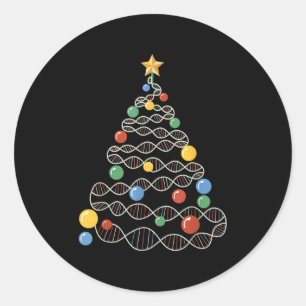 Adesivo Redondo Dna Christmas Tree Engraçado Science Puns De Natal