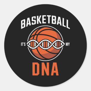 Adesivo Redondo Dna De Basquete - O Pion Corre No Meu Sangue