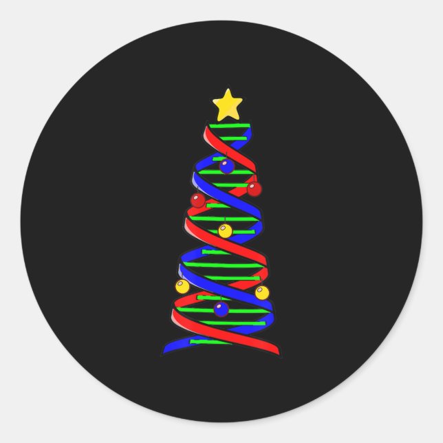 Adesivo Redondo DNA Helix Christmas Tree Life Science Biology (Frente)