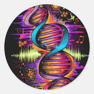 Adesivo Redondo DNA musical