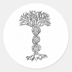 Adesivo Redondo Dna Tree Life Genetics Biologista Science Earth Da
