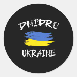 Adesivo Redondo Dnipro Ucrânia Lembrança Bandeira do País Ucranian