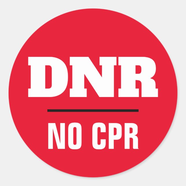 Adesivo Redondo DNR Não há aviso médico de CPR (Frente)